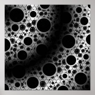 Space Bubble Spots - Wit/Zwart Poster