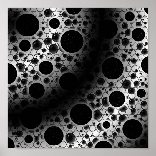 Space Bubble Spots - Wit/Zwart Poster (Voorkant)