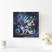 Space Butterfly Dragon Vierkante Klok (Huis)