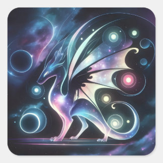 Space Butterfly Dragon Vierkante Sticker