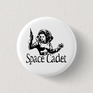 Space Cadet Black & White Ronde Button 3,2 Cm