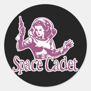 Space Cadet Roze Ronde Sticker
