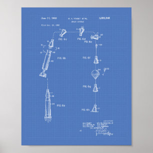Space Capsule 1963 Patent Art Blueprint Poster
