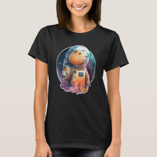 Space Capybara Astronaut Animal Face Galaxy Capiba T-shirt
