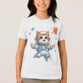 Space Cat Astronaut T-Shirt – Funny Cosmic Kitty (Voorkant)