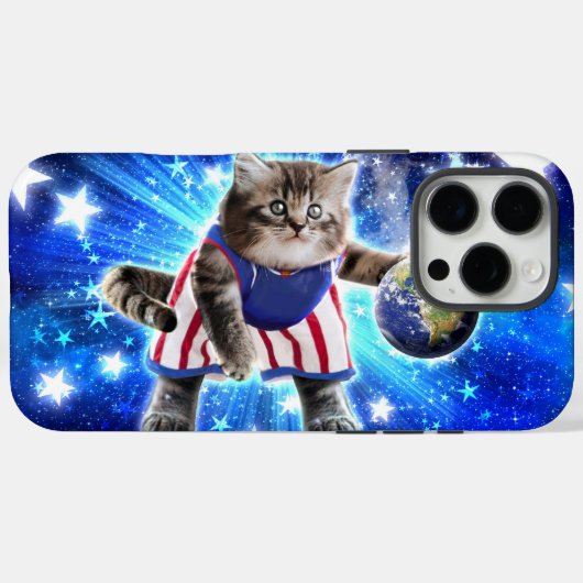 Space cat basketbal spelen Case-Mate iPhone case (Achterkant (horizontaal))