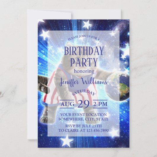 Space cat basketbal spelen kaart (Voorkant)