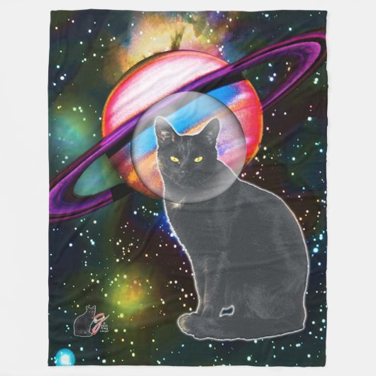 Space-Cat Cosmo Fleece Deken (Voorkant)