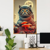 Space Cat Disco Trip Poster (Thuiskantoor)