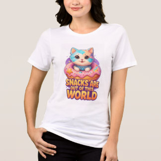 Space Cat Donut – Aardige Kosmische Snack Vibes vo Tri-Blend Shirt