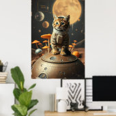 Space Cat Dreams : Retro Odyssey Poster (Bureau à domicile)