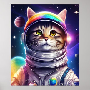 Space Cat Illustratie Kunst, Astronaut Cat Digitaa Poster