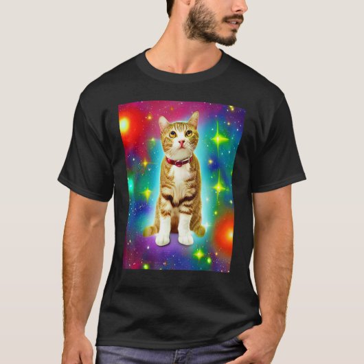 Space Cat Kitty Kitten In Cat Style T-shirt (Voorkant)