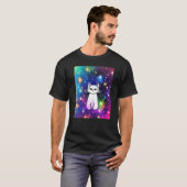 Space Cat Kitty Kitten Lover In Cat Art Style Prem T-shirt (Voorkant volledig)