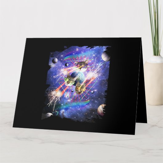 Space Cat Laser Oog Kittens Katten Met Lasers Glas Kaart (Voorkant)