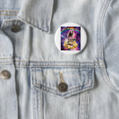 Space Cat Llama Pug Riding Nachos Ronde Button 5,7 Cm (In situ)