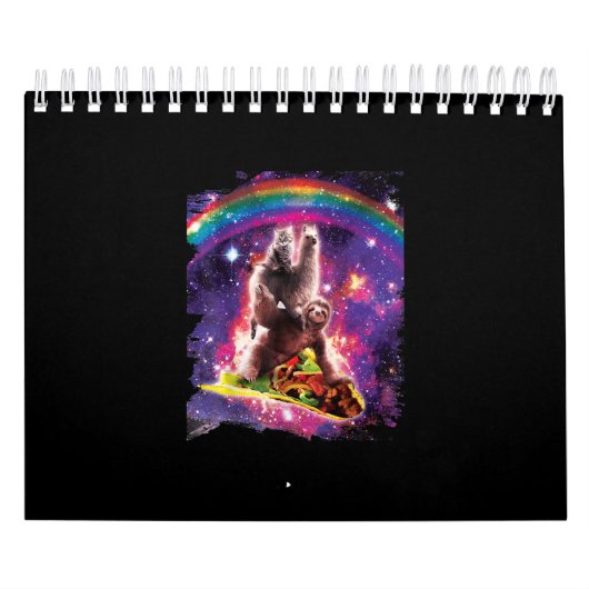 Space Cat Llama Sloth Riding Kalender (Hoes)