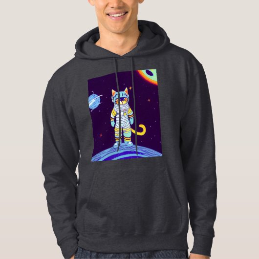 SPACE CAT-MANNEN grappig gekookt overhemd Hoodie (Voorkant)