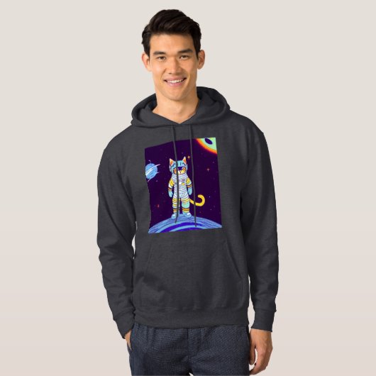 SPACE CAT MENS drôle Sweatshirt à capuche sweat -  (Devant entier)