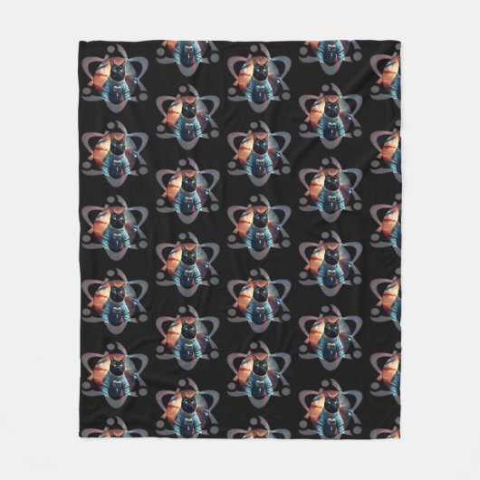 Space Cat Science Fleece Deken (Voorkant)