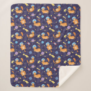 Space Cats Sherpa Blanket Deken