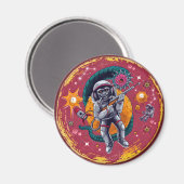 Space Chimp - Aimant Astronaute Sci-Fi Rétro (Recto/Verso)