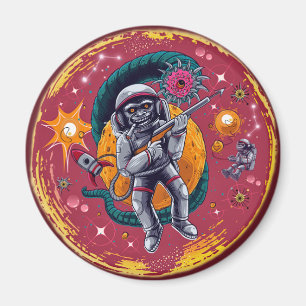 Space Chimp - Retro Sci-Fi Astronaut Magneet