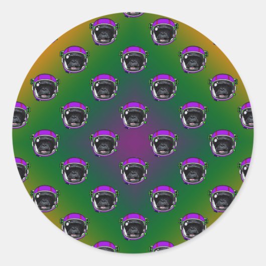 Space Chimp Ronde Sticker (Voorkant)