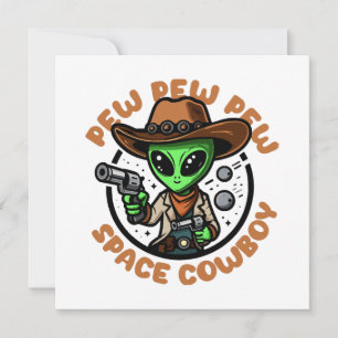 Space Cowboy Funny Alien Kaart
