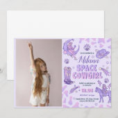 Space Cowgirl Anniversaire Invitation Avec Photo (Devant / Derrière)