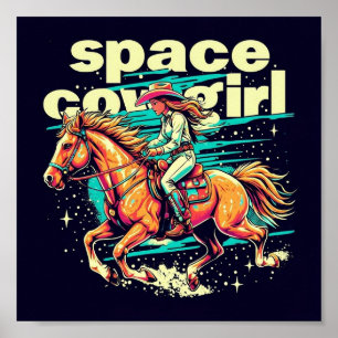 Space Cowgirl Poster - futuristische Westerne kuns