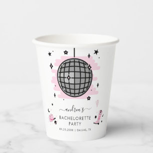 Space Cowgirl Retro Disco Bachelorette Pink Papieren Bekers