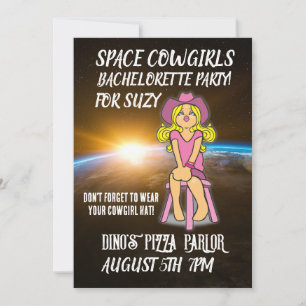 SPACE COWGIRLS BACHELORETTE INVITATIONS DU PARTI