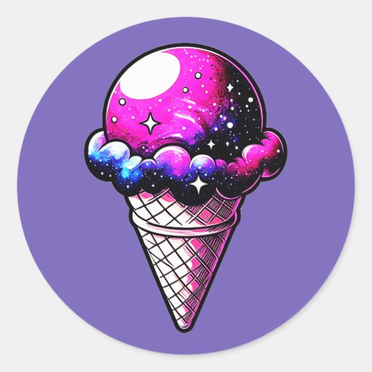 Space Cream Cone 205 Ronde Sticker (Voorkant)