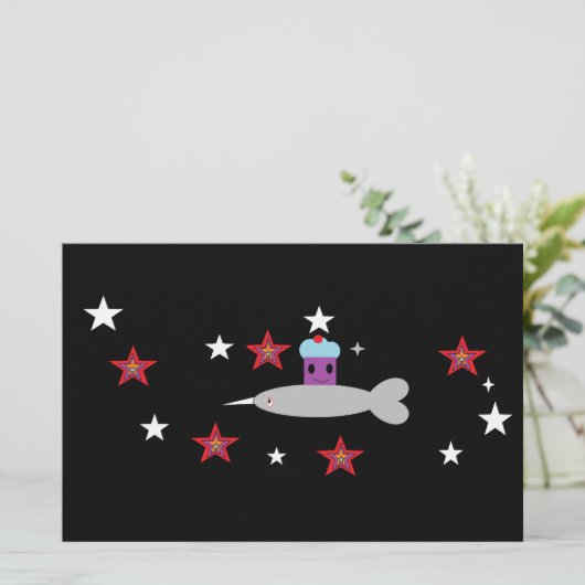 Space Cupcake en Mr Narwhal Briefpapier (Staand voorkant)