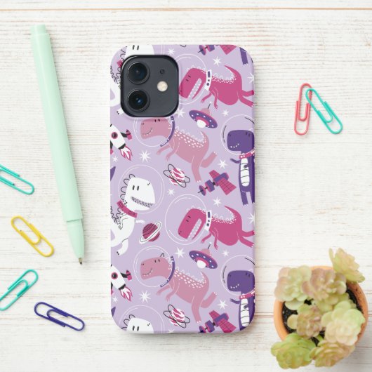 Space Dinosaurs, Cute Dinosaurs, Stars, Space Ship iPhone Hoesje (Op bureau)