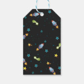 Space Dinosaurus Galaxy Verjaardagsgunst Cadeaulabel (Achterkant)