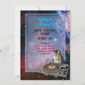 Space Dj Cat Funny Invitation (Devant)