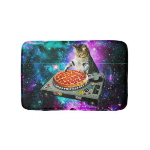 Space dj cat pizza badmat