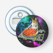 Space dj cat pizza button flesopener (Voorkant)