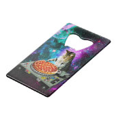 Space dj cat pizza kredietkaart flessenopener (Voorkant Gekanteld)