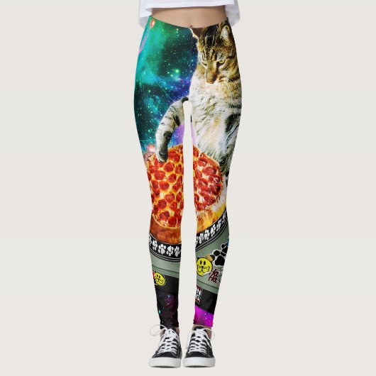 Space dj cat pizza leggings (Voorkant)