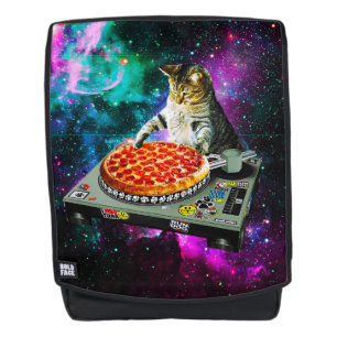 Space dj cat pizza rugtassen