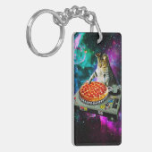 Space dj cat pizza sleutelhanger (Voorkant Links)