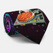Space dj cat pizza stropdas (Opgerold)