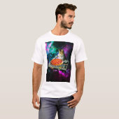 Space dj cat pizza t-shirt (Voorkant volledig)