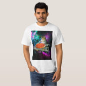 Space dj cat pizza t-shirt (Voorkant volledig)