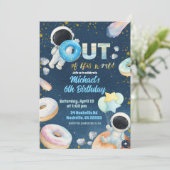 Space donuts Boy Birthday Invitation Kaart (Staand voorkant)