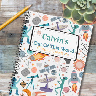 Space Doodle Pattern Gepersonaliseerde Kind schets Notitieboek
