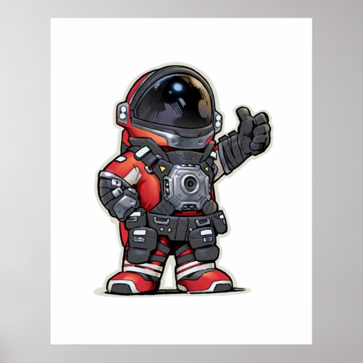 Space Engineers Cartoon Poster - Rood (Voorkant)